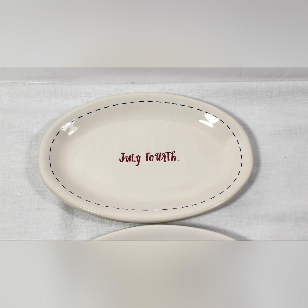 NEW RAE DUNN JULY FOURTH / BREATHE SNACK PLATE  ARTISAN COLLECTION BY MAGENTA - Picture 3 of 8